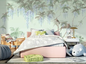 Papel Tapiz Personalizado Impreso en 3D, Autoadhesivo, Mural Tropical, Pintado a Mano, con Diseño de Plantas de la Selva, Hojas, Flores, <span class=keywords><strong>Leopardo</strong></span> y Aves - Product Image 3