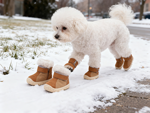 Sang Trọng Dễ Thương Mùa Đông Giày Cho Chó Với Cao Su Duy Nhất Ấm Rắn Mô Hình Giày Vải Cho Tuyết Ngày - Product Image 3