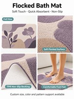 Tapis de bain rectangulaire décoratif à motif floral violet abstrait, doux, absorbant et antidérapant pour entrée et maison