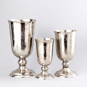 Vase à fleurs en fer style côtier, couleur argent, pour table, décoration moderne faite à la main, centre de table pour Noël, maison, hôtel, couloir - Product Image 1