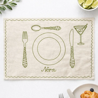 Napperons et serviettes de table en lin tissé à la main de haute qualité, broderie florale, option de logo personnalisé pour mariages, restaurants, maison