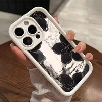 Coques de Téléphone TPU Motif Fleurs d'Encre Style Chinois pour Apple 15 Pro Max, iPhone 14 13 12 11, Nouvelle Poignée Souple pour Téléphone Mobile Femme