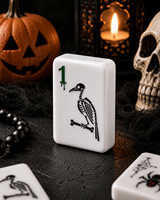 Tuiles de Mahjong Américaines Personnalisées The Haunted Wall 160, en Acrylique Gravé Simple Couche Haut de Gamme, Ensemble de Mahjong de Luxe Blanc pour Studio