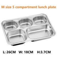 Assiette à dîner en acier inoxydable 304 divisée 4/5/6 compartiments alimentaires plateau pour cantine école Fast Food Restaurant