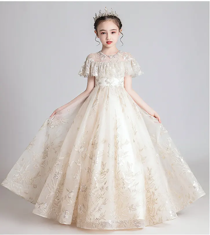 MQATZ Flower Girl Dress wedding gown evening baby Girls Elegant Summer wear 8years kids dress