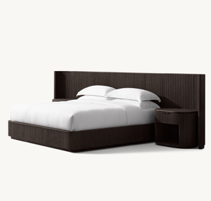 Muebles de dormitorio de estilo americano, camas tamaño King de madera de roble negro, cama de <span class=keywords><strong>refugio</strong></span> de madera extendida - Product Image 4