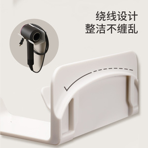 FaSoLa Hair Dryer Holder Wall Mounted Matte White Rectangle Durable Bathroom Storage Rack - Product Image 4