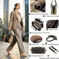 Sac de travail et de bureau en cuir pleine fleur effet croco dégradé pour femme, grande capacité, sac fourre-tout pour ordinateur portable 14,2 pouces, sac à main en forme de coquille