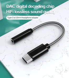 High Quality 384Khz 32Bit DAC Chipset Audio Cable USB Type C To 3.5Mm Audio Jack Headphone Adapter For Phone 3.55mm Connector