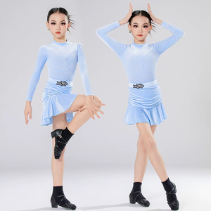 Traje <span class=keywords><strong>de</strong></span> Baile Latino para Niñas, Otoño-Invierno 2025, Conjunto <span class=keywords><strong>de</strong></span> Terciopelo <span class=keywords><strong>de</strong></span> Manga Larga - Product Image 2