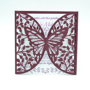 Invitation de mariage, de Quinceañera, de fête des 16 ans ou de douche nuptiale, avec décoration papillon pop-up élégante découpée au laser - Product Image 3