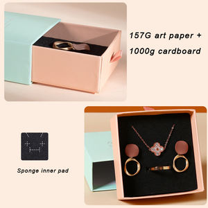 Cassetto di lusso regalo di carta cartone logo personalizzato stampato braccialetto di velluto orecchino collana anello imballaggio portagioie - Product Image 3