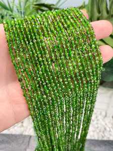 ลูกปัดพลอยไดโอไซด์สีเขียวธรรมชาติทรงกลมเหลี่ยมเพชรพลอย ขนาด 2 มม. 3 มม. 4 มม. สำหรับทำเครื่องประดับ - Product Image 2