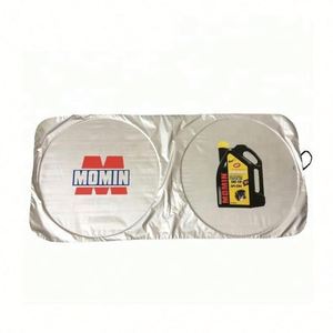 Pare-soleil rétractable de luxe pour pare-brise de voiture en tissu argenté enduit de polyester, vente en gros à prix abordable - Product Image 1