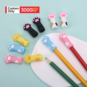 MOQ 3000 pièces – Capuchon de stylo en silicone durable de haute qualité avec logo personnalisé, motif patte de chat, et figurines d'animaux de dessin animé - Product Image 1