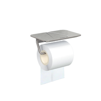 Support mural moderne en acier inoxydable noir pour rouleau de papier toilette avec étagère, sans perçage, pour salle de bain (vente en gros)