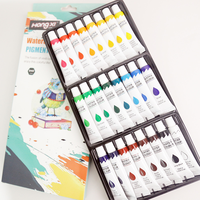 HongxiCulture – Ensemble de pigments aquarelles 12/18/24 couleurs en tubes aluminium/plastique de 12 ml pour verre et papier – Couleurs vibrantes – À partir de 3 ans – Débutant
