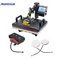 Imprimante de Transfert Thermique Personnalisée pour T-shirts, Machine de Presse à Chaud par Sublimation Combo 5 en 1 pour Impression Chapeaux/Mugs/Assiettes/Bouteilles/T-shirts