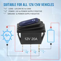 Interrupteur à bascule Defond 12V 24V étanche 3 broches pour bateau, interrupteur à bascule robuste marche/arrêt marine LED I/O pour camping-car, VTT, camion