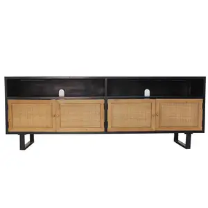 2024 New Design Black matching wood living room TV stand with drawer
