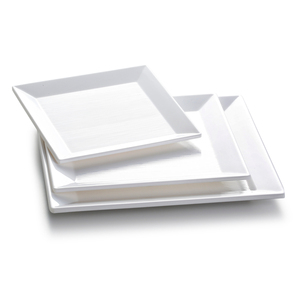 <span class=keywords><strong>Assiette</strong></span> <span class=keywords><strong>carrée</strong></span> en mélamine blanche, vente en gros d'usine, pas cher - Product Image 1