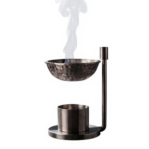 Metal Incense Burner Silver <b>Hammered</b> Dual Tier Arch Stand Censer Cone Ash Catcher <b>Holder</b> Wholesale - Product Image 1