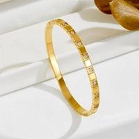Bracelet manchette losange en acier inoxydable fin et uni avec zircons arc-en-ciel, étanche, pour femme, vente en gros