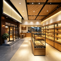 Vitrine de boulangerie haut de gamme multifonctionnelle autoportante, en bois de luxe, avec éclairage LED, couleur personnalisable, complète