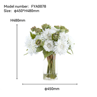 Arrangement de tournesols artificiels faits à la main, directement de l'usine, avec vase en verre, ensembles de fleurs en soie pour la décoration de hall d'hôtel