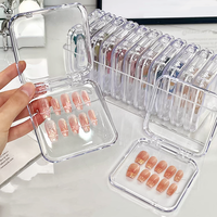 Vente en gros boîte d'emballage vide pour faux ongles boîte d'embout d'ongle en acrylique transparent forme carrée de stockage noir