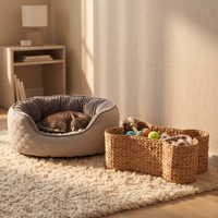 Waterhyacinten geweven opbergmand voor kleine spullen, fruit- en groenteorganizer voor de woonkamer, handgeweven mand