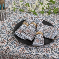 Nappe de table rectangulaire 100% coton imprimée, motif floral botanique bleu, pour table à manger