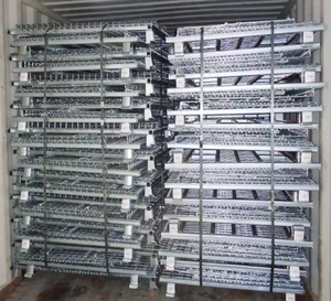 Boîtes de rangement empilables en acier de grande capacité, porte-palette en métal pliable, Cage de stockage - Product Image 6