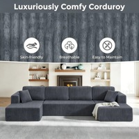 Modulares Cord-Schlafsofa ohne Gestell, Chaiselongue, Vakuumkomprimiert, Konvertierbar, Faltbar, Wohnzimmer-Möbelset