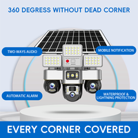 Caméra de sécurité sans fil extérieure 4G à 3 objectifs 3PTZ 6MP avec éclairage LED solaire, suivi IA, vision nocturne, détection de mouvement, étanche IP66