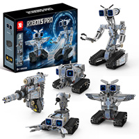 Kit de construction Robot LED Eyes 421 pièces 5 modèles Télécommandé Chariot de Combat sur Chenilles Briques Éducatives STEM Jouet pour Enfants Cadeau