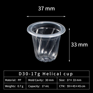 Vente en gros de mini gobelets d'emballage pour pouding à <span class=keywords><strong>la</strong></span> gelée diamètre Phi 30mm gobelets en plastique jetables en PP incurvés transparents en <span class=keywords><strong>spirale</strong></span> - Product Image 3