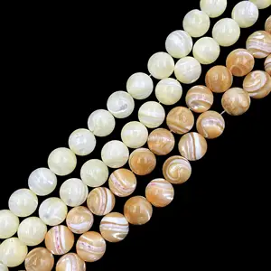 Straight Hole Trocas Sea Shell Beads Mother Of Pearl Shell Round Bead Ball Charm For Diy Earrings Jewelry Making