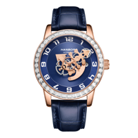 Montre automatique de luxe pour hommes, avec lunette en diamant, squelette en cristal bleu, mécanique, en acier inoxydable, pointeur lumineux, résistant à l'eau 5 bars