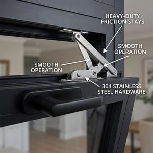 Finestra <span class=keywords><strong>a</strong></span> Battente Esterna GELLJA Moderna Minimalista con Telaio Sottile in Lega di Alluminio Nera, Dimensioni Personalizzabili, Doppio Vetro - Product Image 4