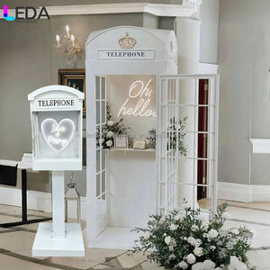 लेडा कस्टम एलईडी लाइट नीयन साइन सजावट टेलीफोन बॉक्स शादी की पार्टी सजावट धातु टेलीफोन बूथ पृष्ठभूमि स्टैंड सेट सेट - Product Image 1