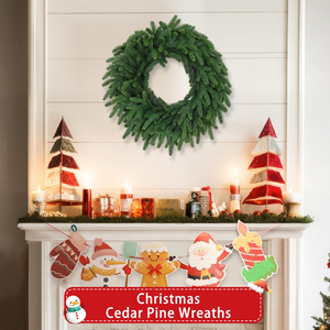 Guirlande de Noël artificielle en rotin vert de 30/40/50/60 cm pour décoration murale extérieure et intérieure - Product Image 3