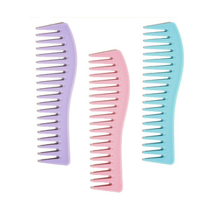 Peigne à cheveux ultra fin à dents larges en plastique pour lisser et coiffer, grande taille, usage domestique, couleur macaron, violet, rose, bleu - Product Image 1