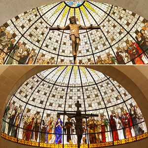 Lucernario religioso dipinto a mano della cupola di vetro colorato per la casa funebre cattolica della santa croce cattolica - Product Image 5