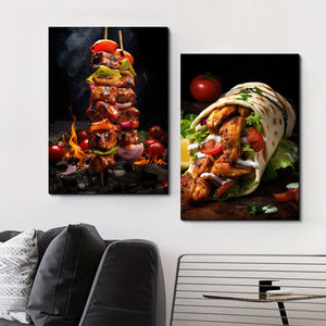 Dipinto su Tela HD di Cibo da Strada: Pizza, Hamburger, Hot Dog, Gelato, <span class=keywords><strong>Poster</strong></span> per Ristoranti e Decorazione <span class=keywords><strong>Cucina</strong></span> - Product Image 3