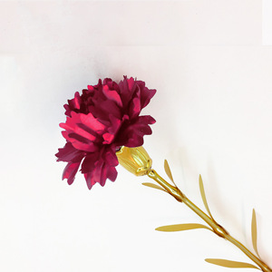 L06816 Cadeau pour la fête des mères Fleurs artificielles Or 24k Œillet artificiel doré 24k Or - Product Image 5