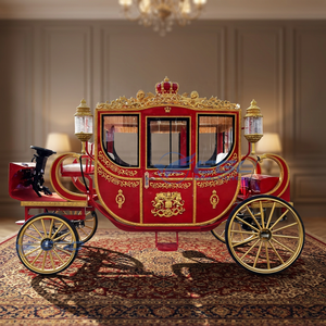 Charrette royale électrique de luxe personnalisée rouge pour mariage, chariot de chevaux électrique pour la visite touristique, à vendre - Product Image 3