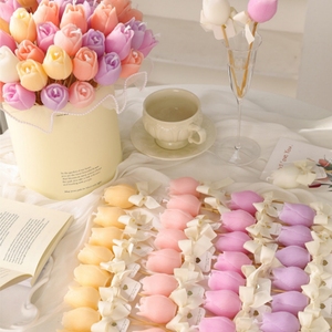 <span class=keywords><strong>Candela</strong></span> Profumata Premium Personalizzata a Forma di Tulipano su Bastoncino con Nastro per Decorazione Bouquet Matrimoniale, Festività, Pasqua, Fatta a Mano - Product Image 4