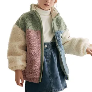 Custom kid Clothes Multicolor 100% Polyester thick warm fur jacket Cute matching Polar Fleece sherpa jacket