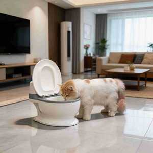 Bol d'eau créatif pour chat, style toilette, grande ouverture, antidérapant pour chats - Product Image 1